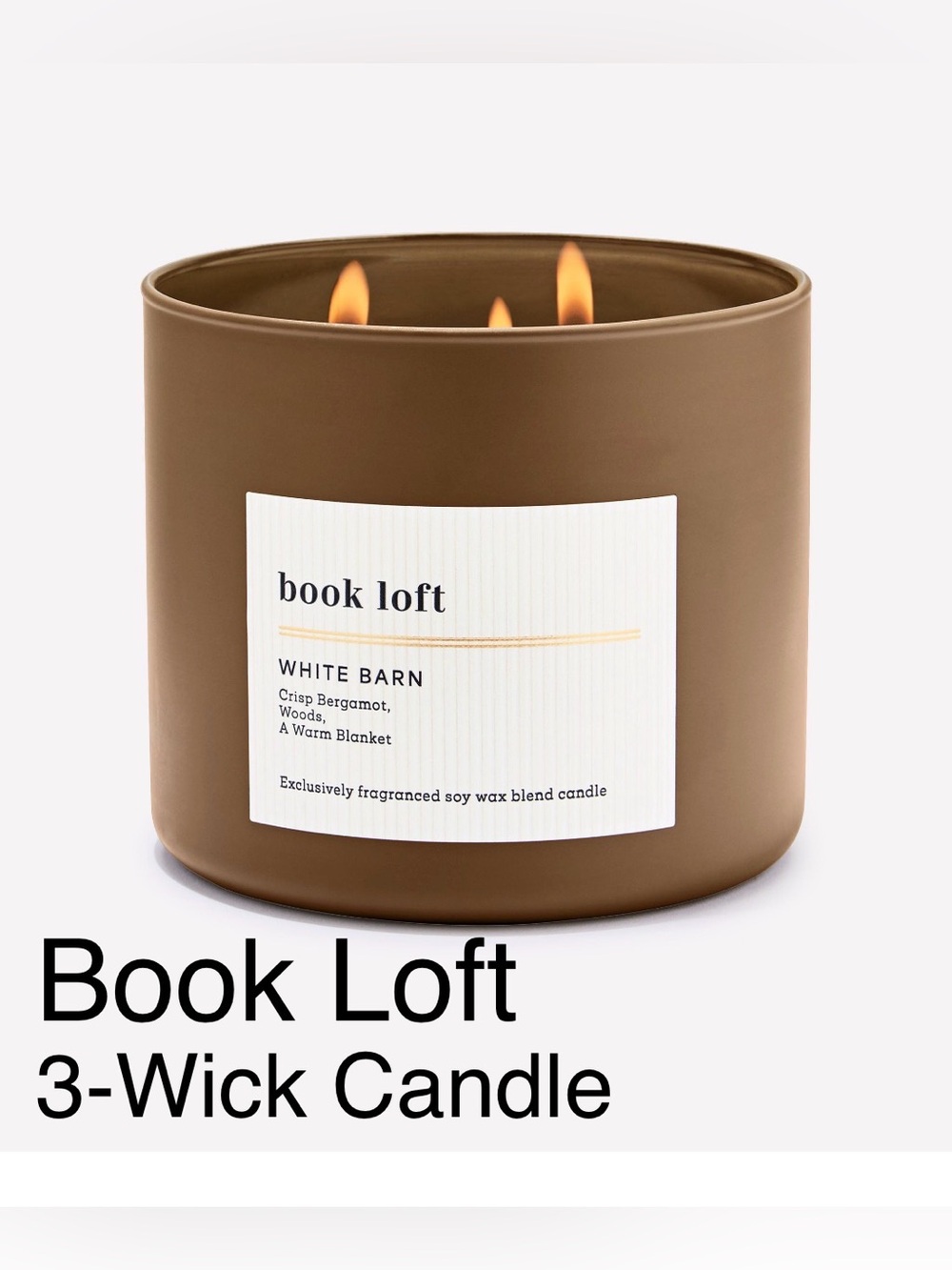 White Barn Book Loft 3-Wick Candle - Brown